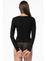 Dámské bezešvá košilka s dlouhým rukávem Simple Longsleeve Černá - Julimex