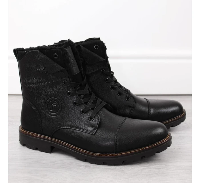 M model 20571632 vlněné zateplené kožené boty černé - Rieker