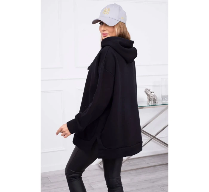 Zateplená mikina so zipsom na boku čierna