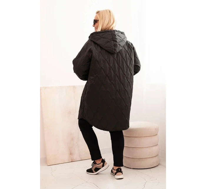Dámska prešívaná bunda s kapucňou a HOPE Black