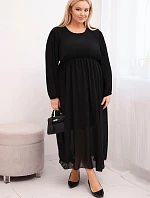 Dámska plisovaná sukňa v čiernej farbe s dlhými rukávmi a viskózou