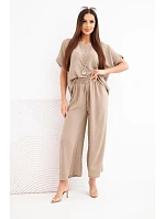 Dámska súprava z viskózy: blúzka s krátkym rukávom a široké nohavice fango