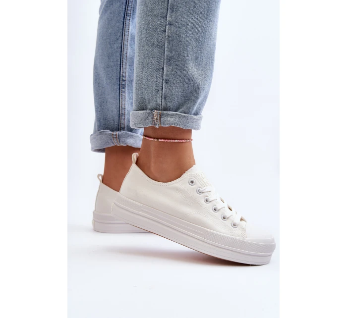 Trampki Damskie Materiałowe Białe Staneva