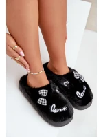 Dámské Fleece Pantofle S A Mašlí Černé model 21677903 - Boto