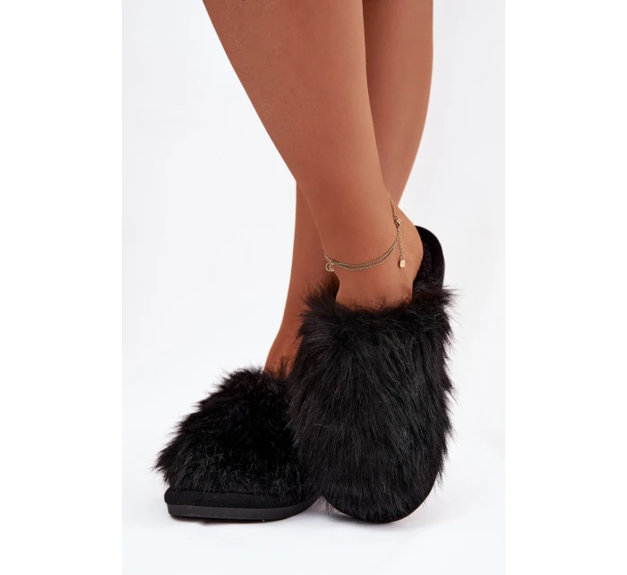Kožešinové dámské pantofle černé Katrisse