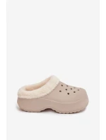 Dámske penové papuče zateplené kožušinou - khaki Palvine