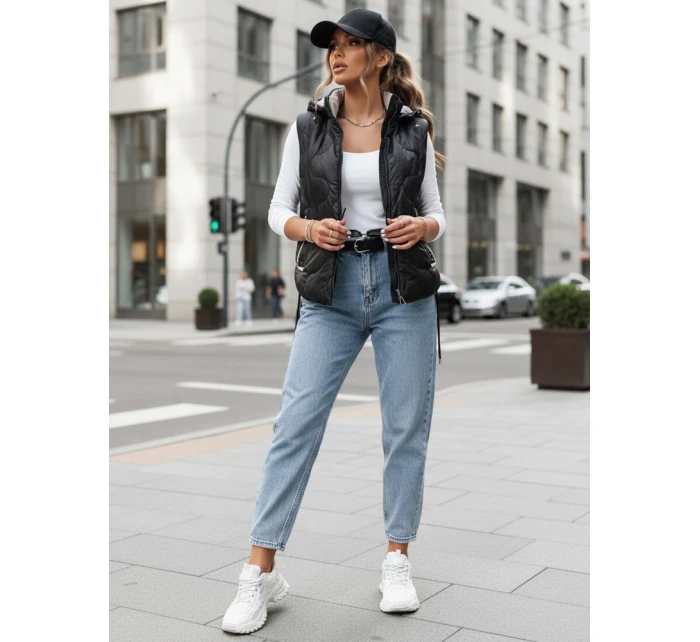 Dámska prešívaná vesta TREOS čierna FashionStreet TY4218