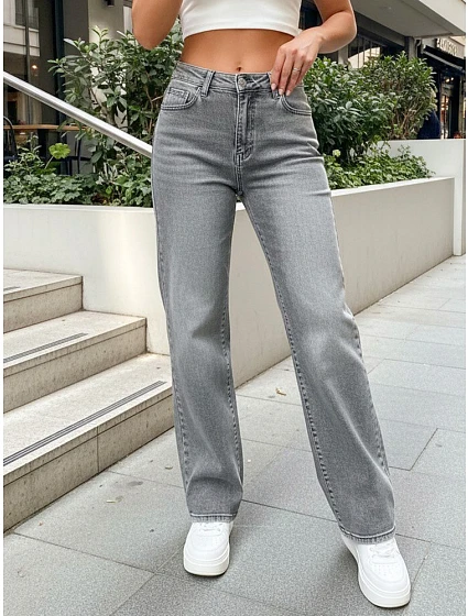 Jeansy damskie wide leg stan szare model 22123843 - FashionStreet