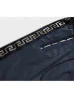 Tmavomodrá ľahká bunda parka s ozdobnými lampasmi (HS-1856)