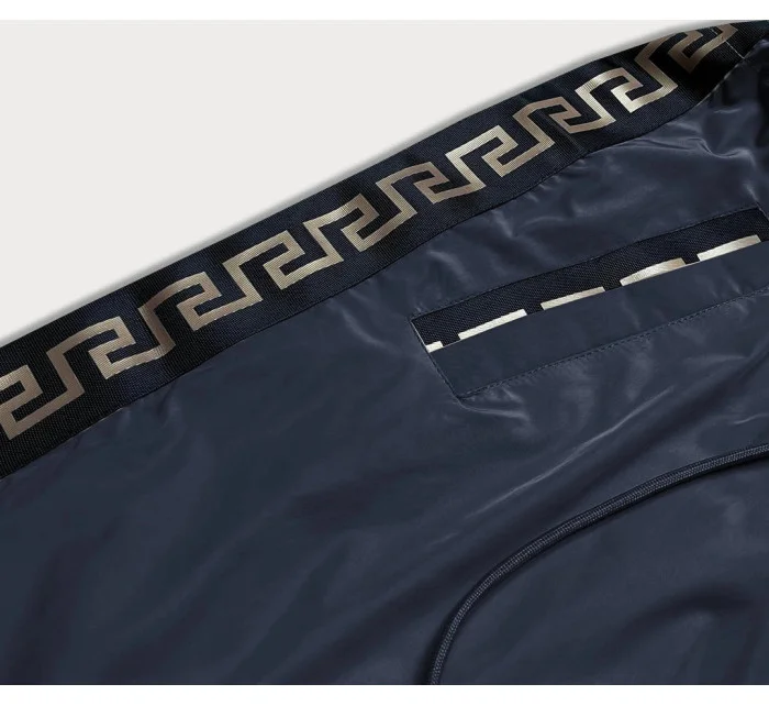 Tmavomodrá ľahká bunda parka s ozdobnými lampasmi (HS-1856)