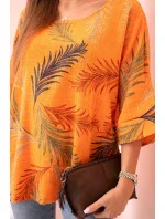 Dámská bavlněná halenka s model 21073243 s ohrnovacími rukávy pomeranč - K-Fashion