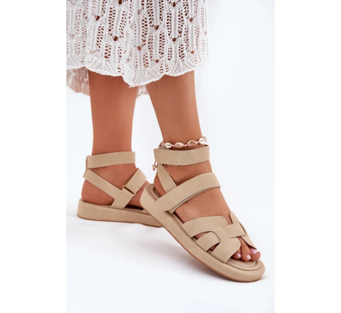 Sandały Damskie Z Rzepami Beżowe Uvissa Sandały Damskie Z Rzepami Beżowe Uvissa