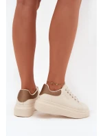 Sneakersy Damskie Na Platformie Big Star SS274246 Jasnobeżowe Sneakersy Damskie Na Platformie Big Star SS274246 Jasnobeżowe