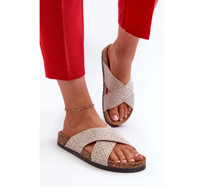 Dámske papuče na korkovej platforme Béžová Tesolen