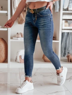 Dámske úzke džínsy s opaskom SKINNYJUP modré FashionStreet UY2223