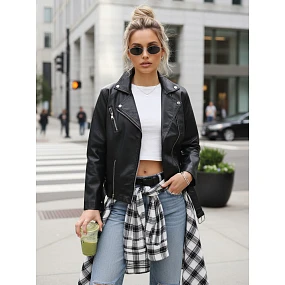 Dámska kožená bunda ramones black FashionStreet TY5538 Dámska kožená bunda ramones black FashionStreet TY5538