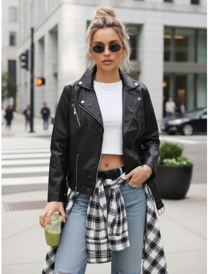 Dámská kožená bunda ramones černá Dstreet model 21995864 - FashionStreet