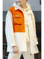 Bielo/oranžová dámska bunda vetrovka (AG3-010)