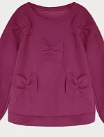 Dámska teplá mikina s mašľami fuchsiová (23999)