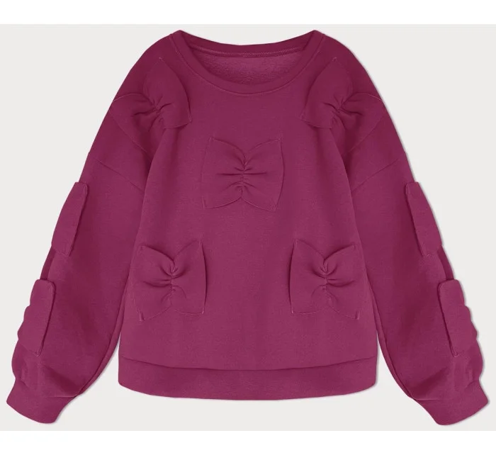 Dámska teplá mikina vo fuchsiovej farbe s mašľami (23999) Dámska teplá mikina vo fuchsiovej farbe s mašľami (23999)