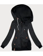 Černá dámská rozepínací mikina se stahovacími lemy model 21310436 - 6&8 Fashion