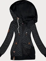 Dámska mikina bez gombíkov s rebrovanými manžetami čierna (2306)