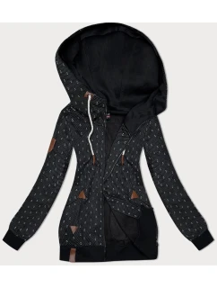 Černá dámská rozepínací mikina se stahovacími lemy model 21310436 - 6&8 Fashion