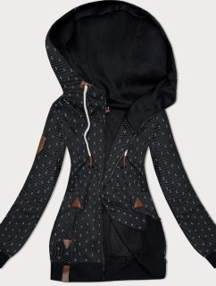Čierna dámska mikina na zips s kapucňou a sťahovacou šnúrkou (2306)