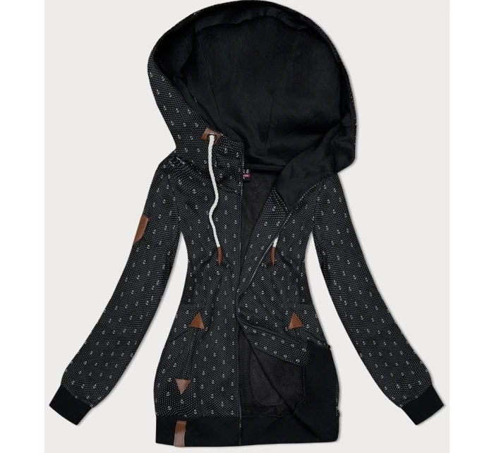 Černá dámská rozepínací mikina se stahovacími lemy model 21310436 - 6&8 Fashion