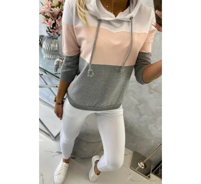 Farebná pruhovaná sada biela + púdrová ružová Farebná pruhovaná sada biela + púdrová ružová