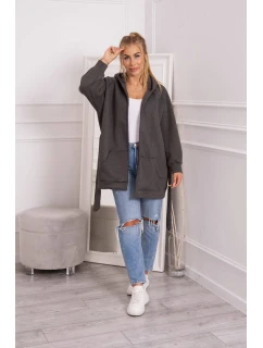 Zateplená bunda so zaväzovaním v páse v grafitovej farbe
