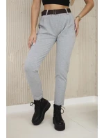 Punto Milano Zimné nohavice s opaskom sivé