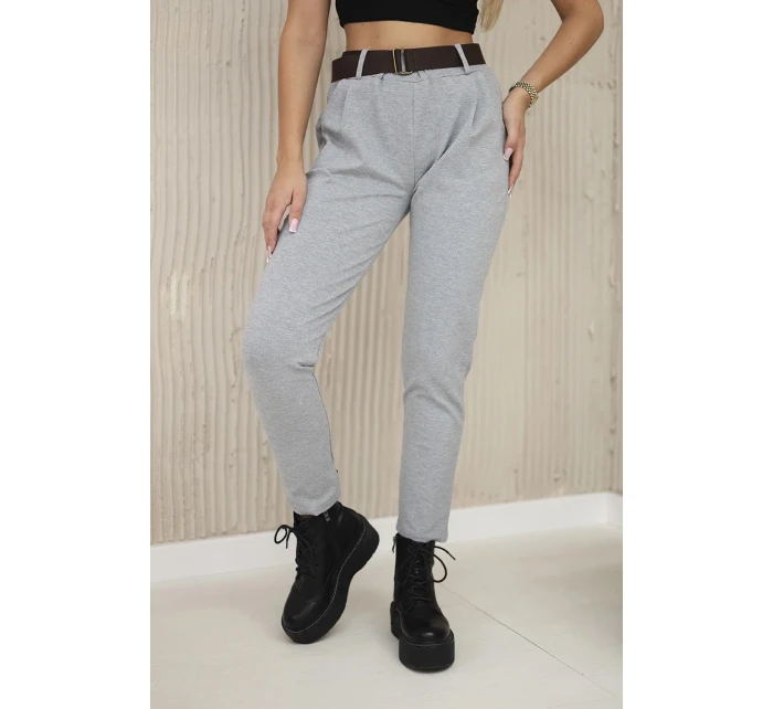 Punto Milano Zimné nohavice s opaskom sivé