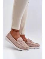 Sametové mokasíny na platformě model 21655642 Beige - SERGIO LEONE