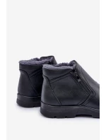 Ocieplane Męskie Botki Z Eko Skóry Czarne Daniello
