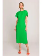 S398 Šaty v tvare ceruzky s bočným rozparkom - zelené