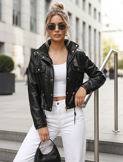 Dámska krátka bunda v čiernej farbe FashionStreet TY5665