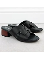 Dámske čierne kožené žabky Remonte R8759-01 Dámske čierne kožené žabky Remonte R8759-01