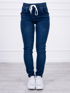 Džínové kalhoty s pasem z tmavé model 18746241 - K-Fashion