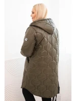 Dámská zimní prošívaná bunda Plus Size s kapucí khaki