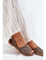 model 21697372 Kožené Nazouvací Sandály Leopardí - Zazoo