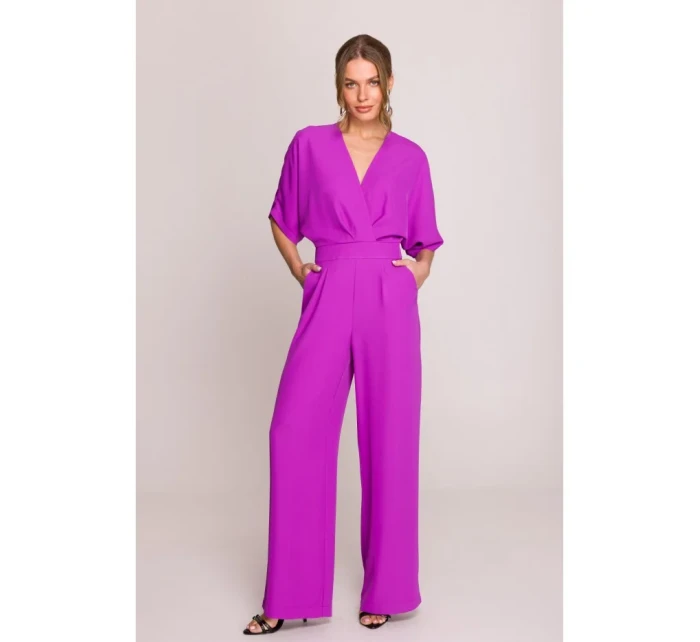 Kombinéza se širokými nohavicemi a výstřihem model 20966145 - STYLOVE Kombinéza se širokými nohavicemi a výstřihem model 20966145 - STYLOVE