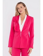S432 Elegantné sako s ozdobnou mašľou - ružové