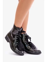 Lakované zateplené členkové topánky so zipsom S.Barski Black Lakované zateplené členkové topánky so zipsom S.Barski Black