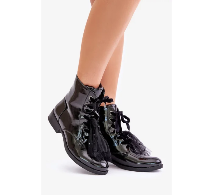 Lakované zateplené členkové topánky so zipsom S.Barski Black Lakované zateplené členkové topánky so zipsom S.Barski Black