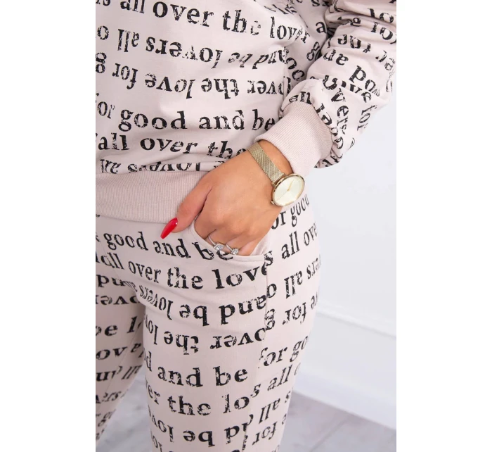 Dámská souprava s potiskem model 20318247 béžová - Kesi Dámská souprava s potiskem model 20318247 béžová - Kesi