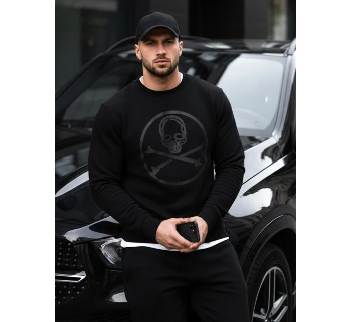 Pánska mikina s potlačou čierna FashionStreet BX5948