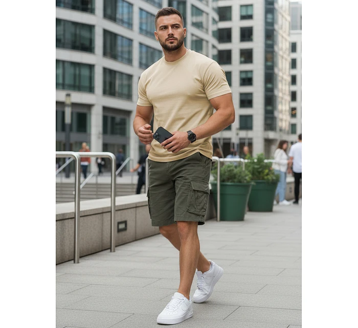 Pánske klasické béžové tričko FashionStreet RX5676