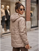 Dámska prešívaná prechodná bunda s kapucňou v kamelovej farbe, FashionStreet TY5799 Dámska prešívaná prechodná bunda s kapucňou v kamelovej farbe, FashionStreet TY5799