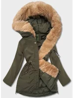 Dámska zimná bunda parka v khaki farbe (CAN-588)